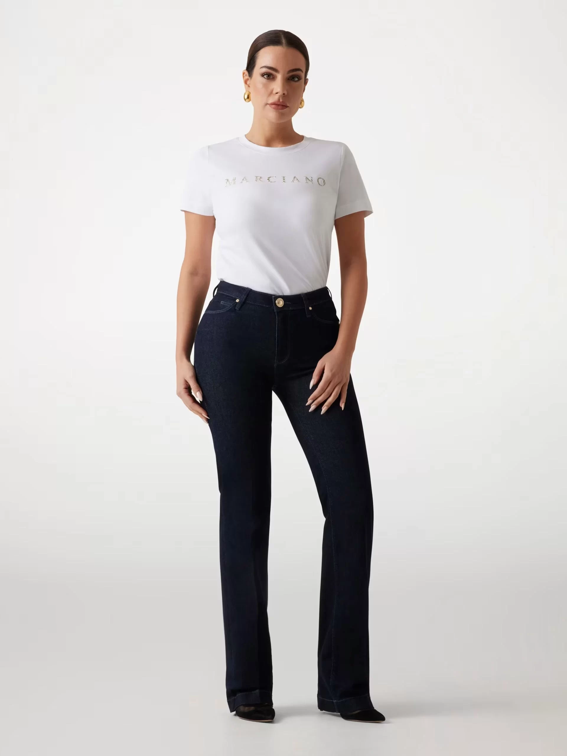 Guess Kadın Marciano Beyaz  Logolu T-Shirt