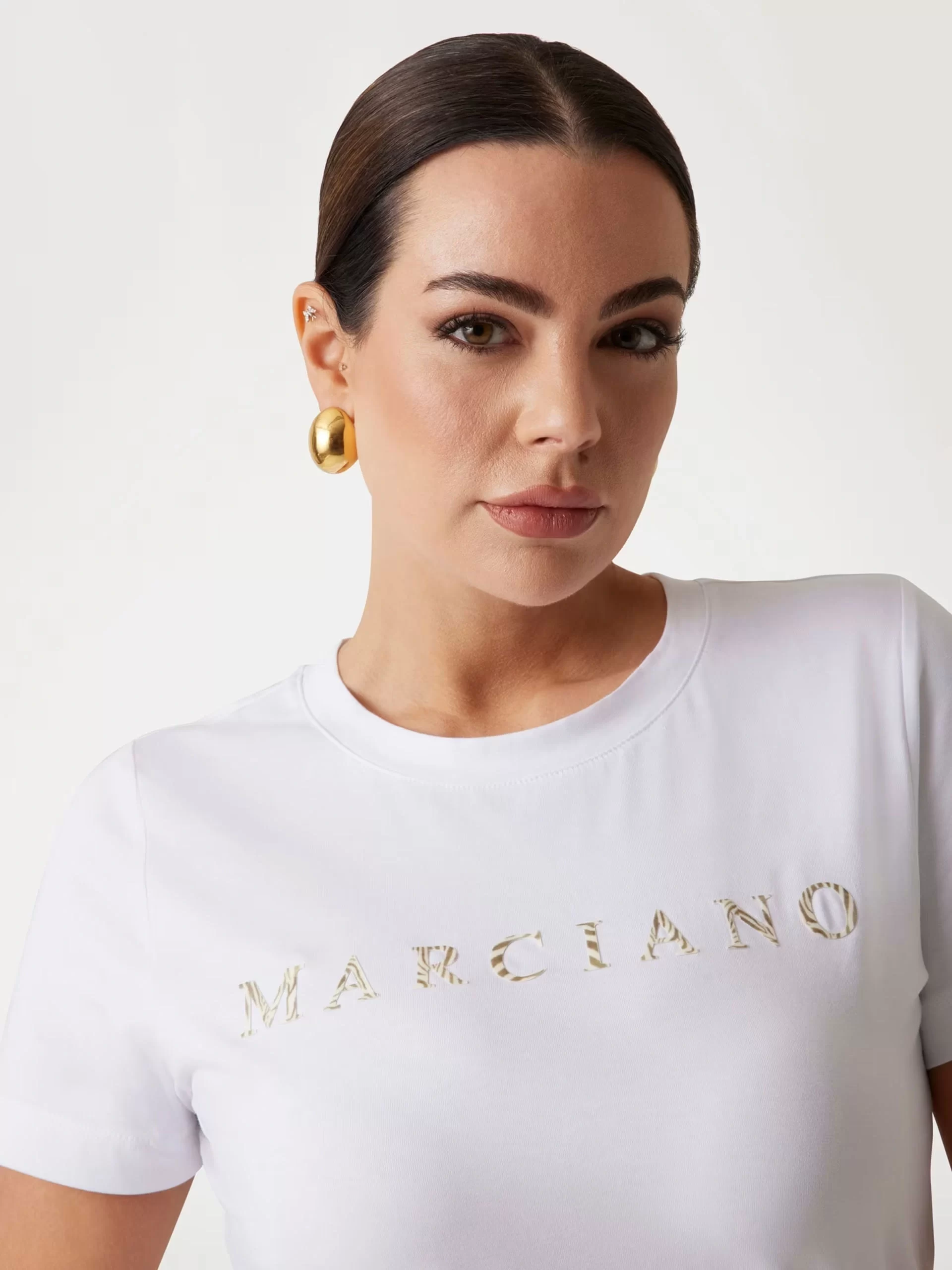 Guess Kadın Marciano Beyaz  Logolu T-Shirt
