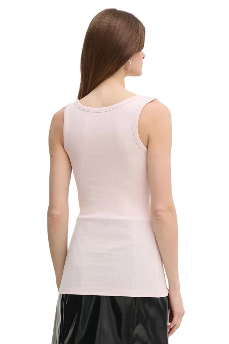 Guess Chenılle Logo Tank Top Rıb Kadın Pembe Atlet W5RP03KA0H1-A60W