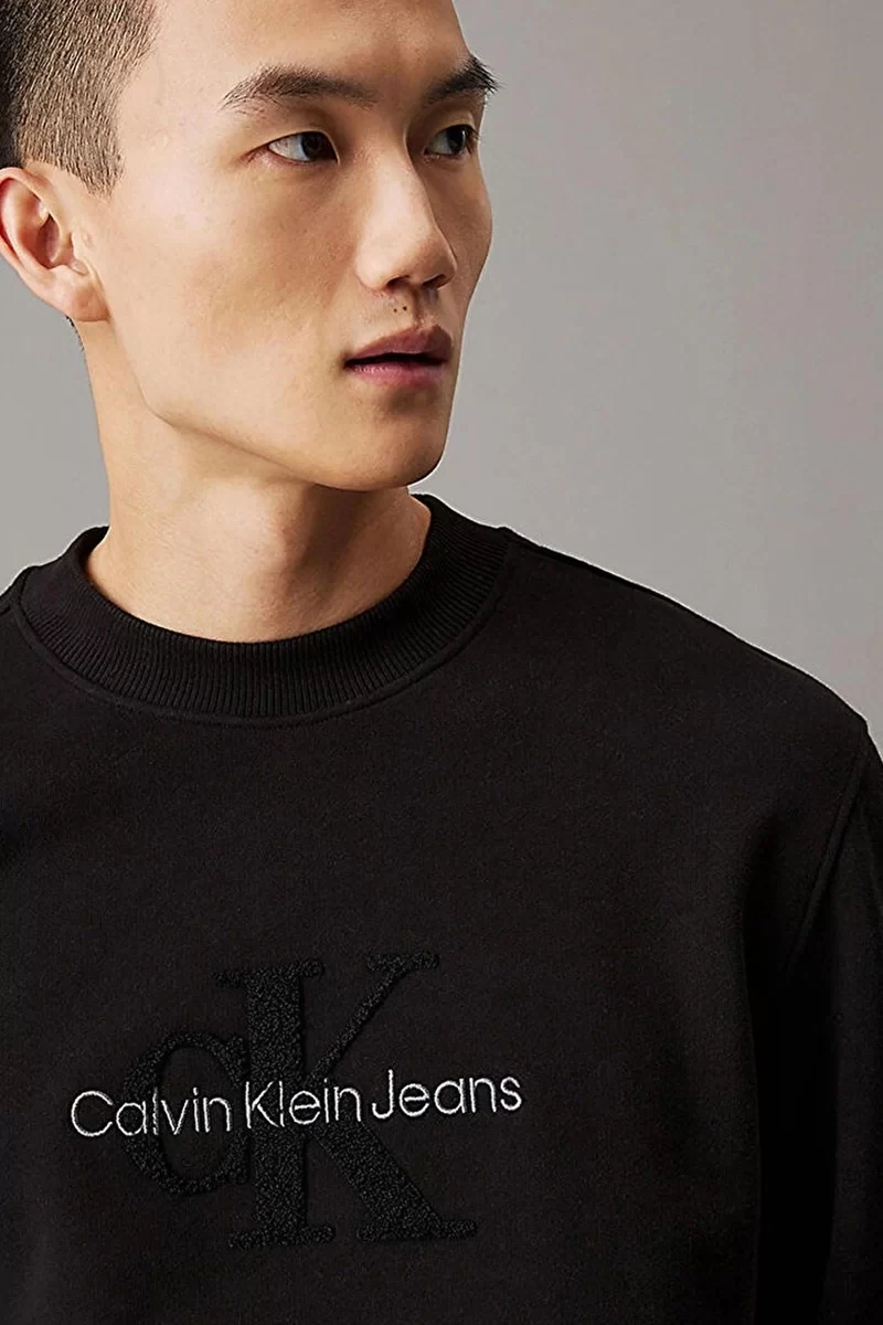 Calvin Klein Erkek Siyah Logolu Sweatshirt