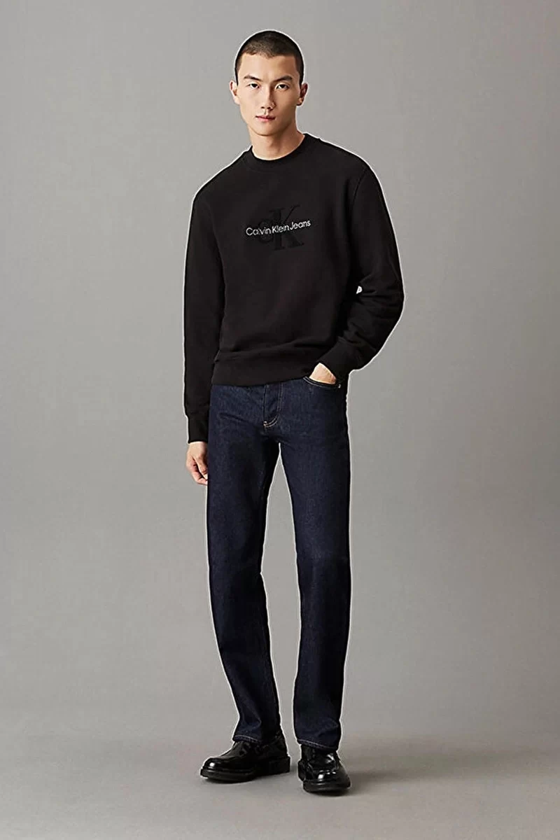 Calvin Klein Erkek Siyah Logolu Sweatshirt
