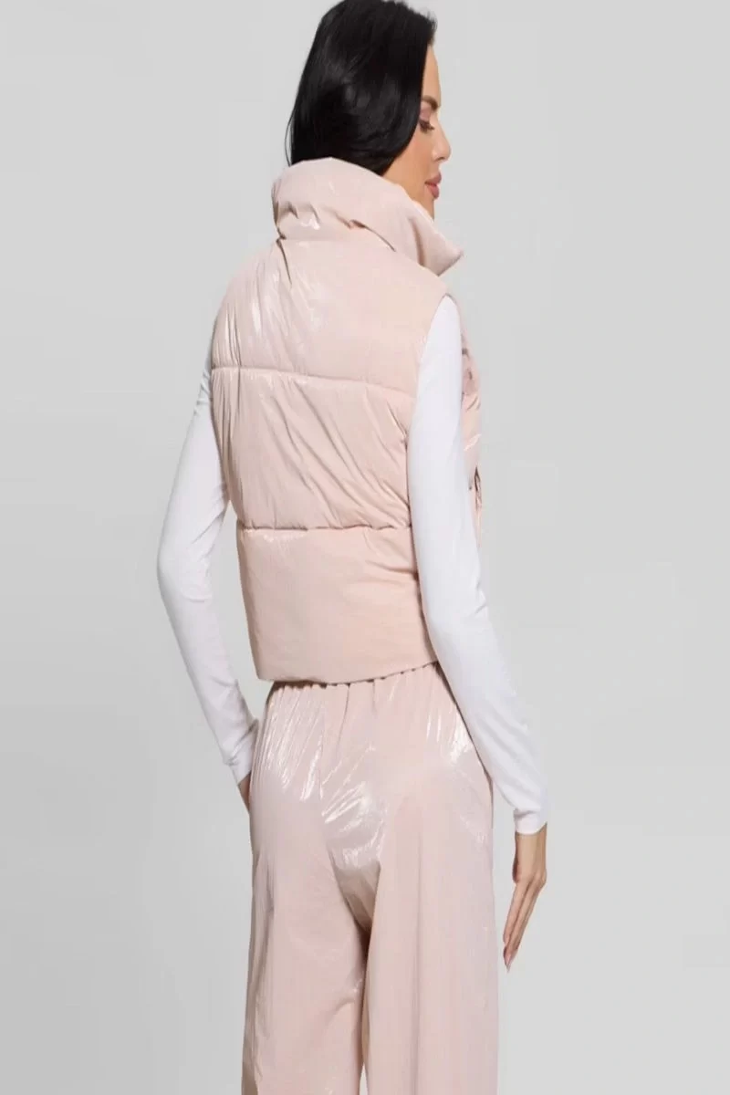 Guess Chrıs Sleeveless Puffer Crop J Kadın Pembe Yelek V5RL00WGUJ0-G6O1