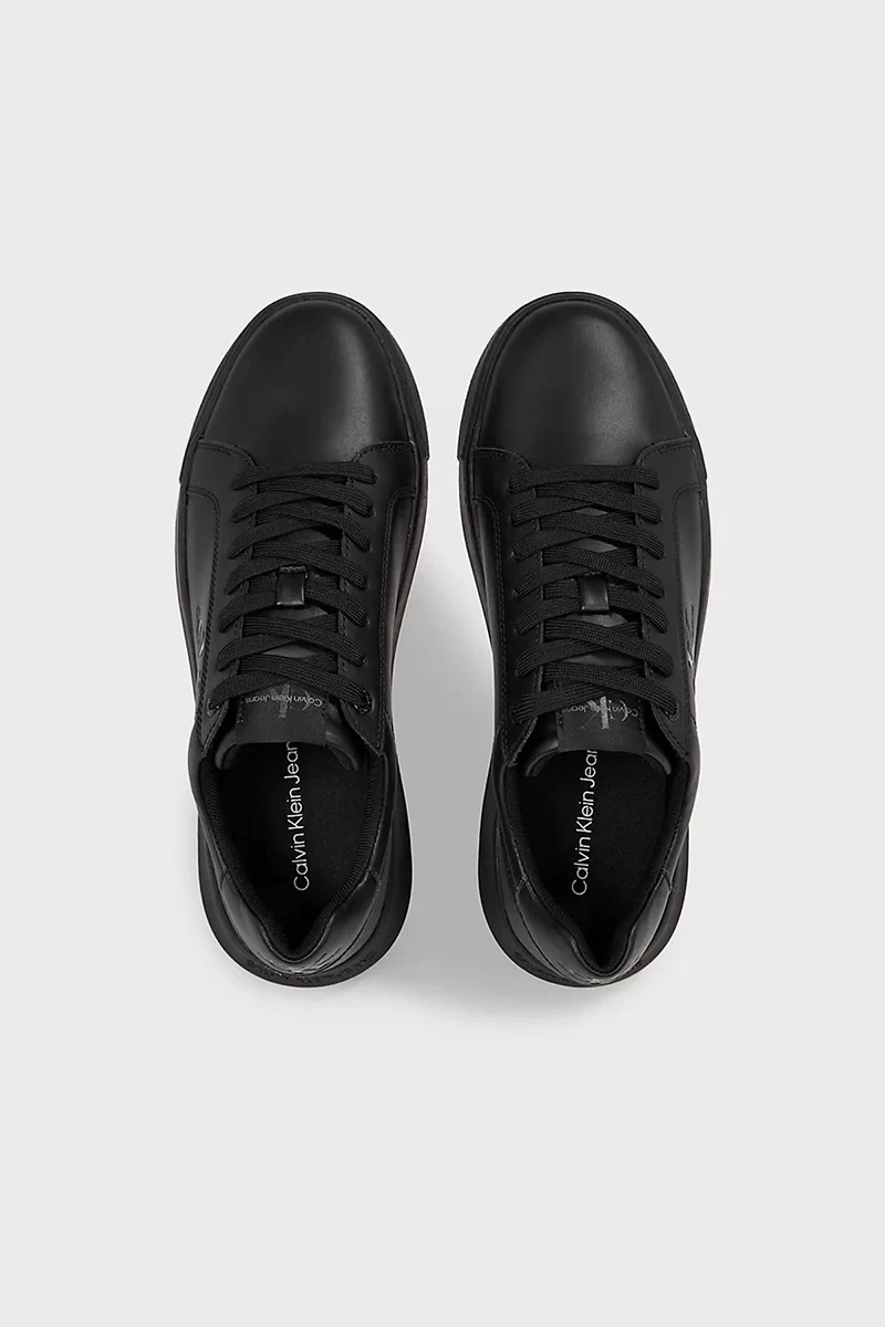 Calvin Klein Erkek Siyah Deri CK  Logolu Sneaker