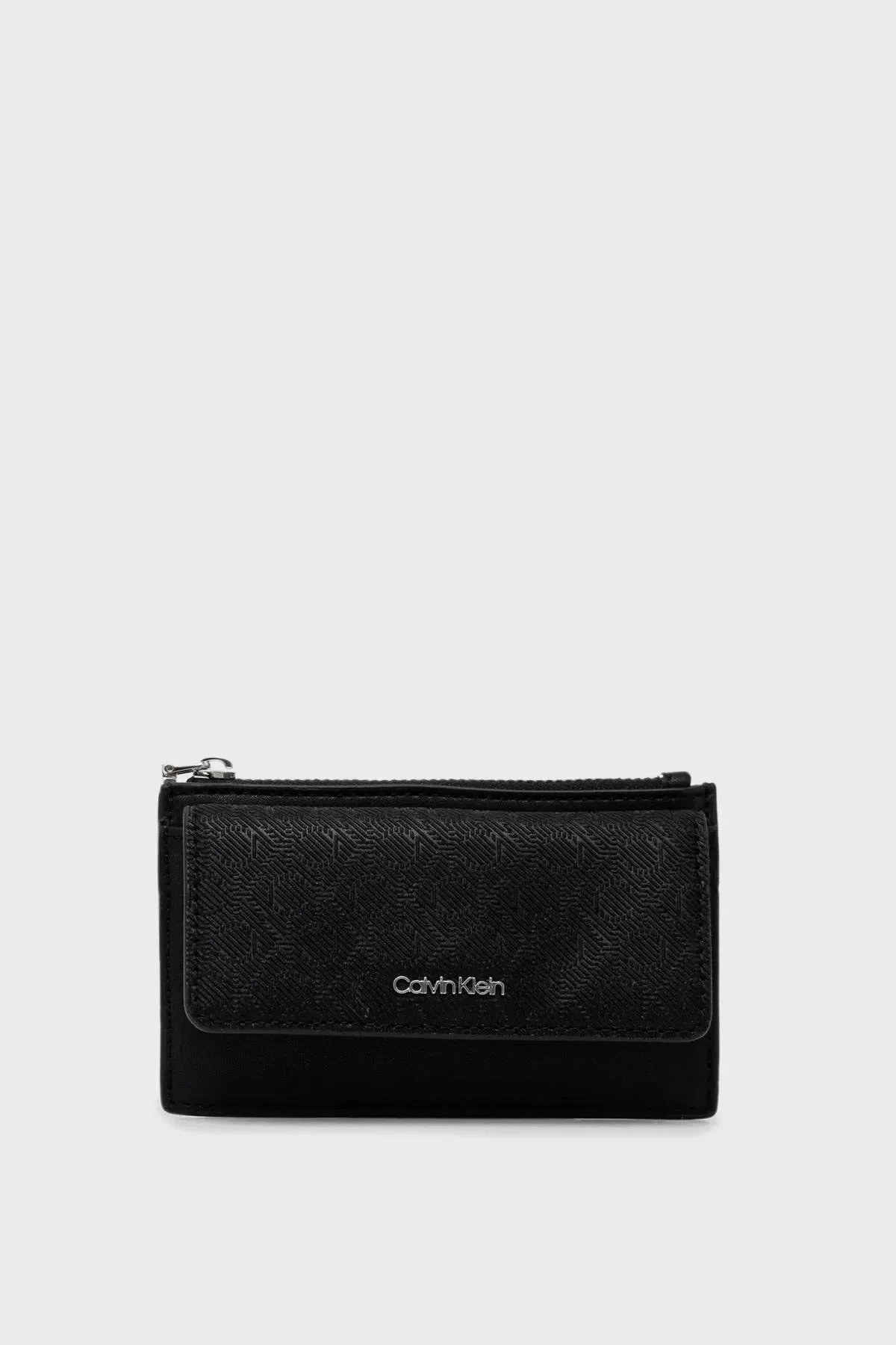 Calvin  Klein Kadın Logo Baskılı Fermuarlı  Siyah Cüzdan