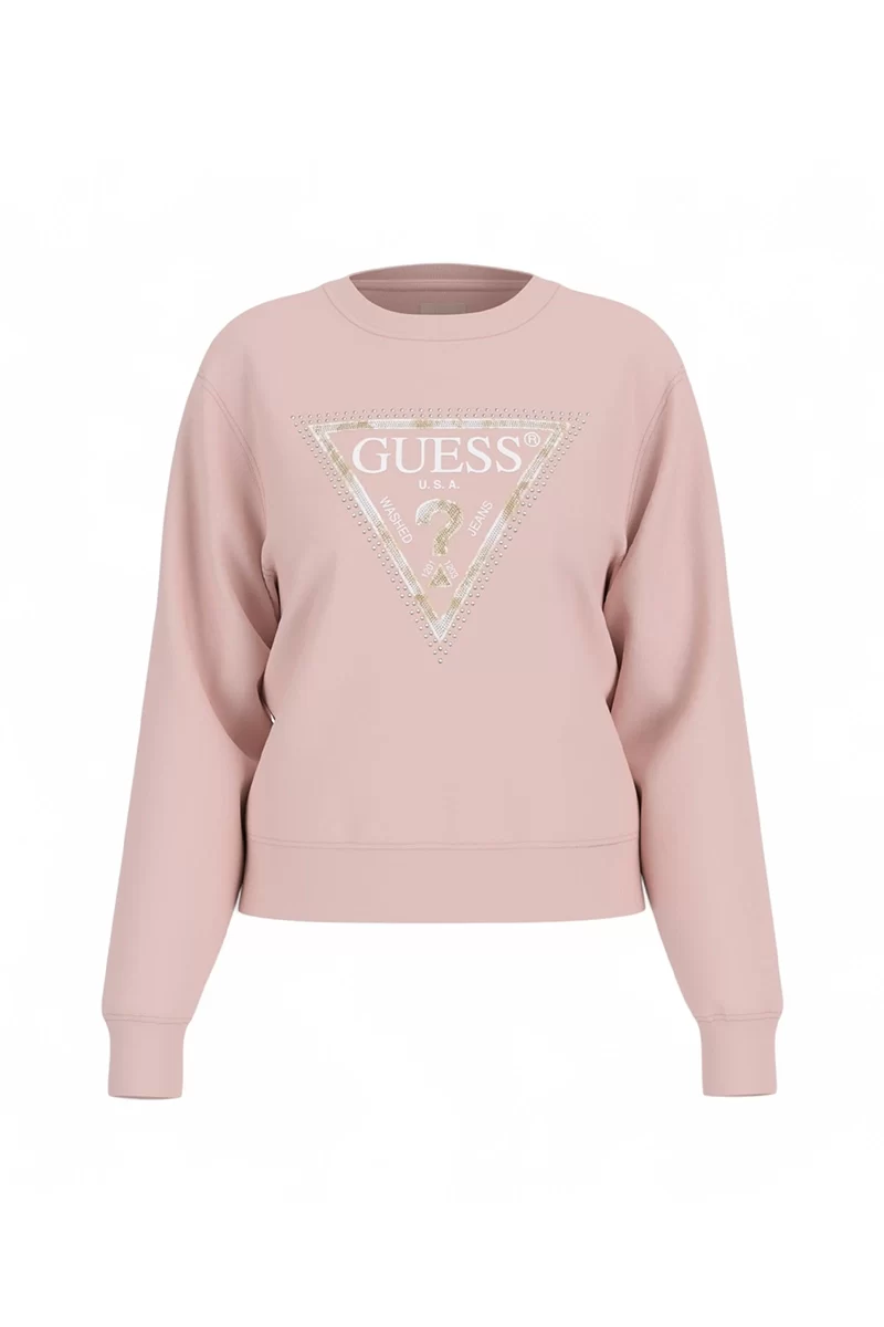 Guess Cn Python Trıangle Logo Flecee Kadın Pembe Sweatshirt W5RQ09K8802-A61L