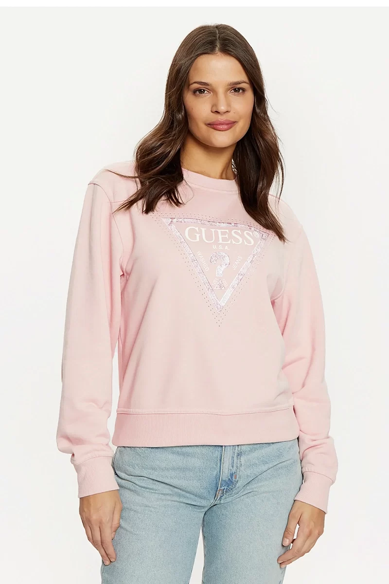 Guess Cn Python Trıangle Logo Flecee Kadın Pembe Sweatshirt W5RQ09K8802-A61L