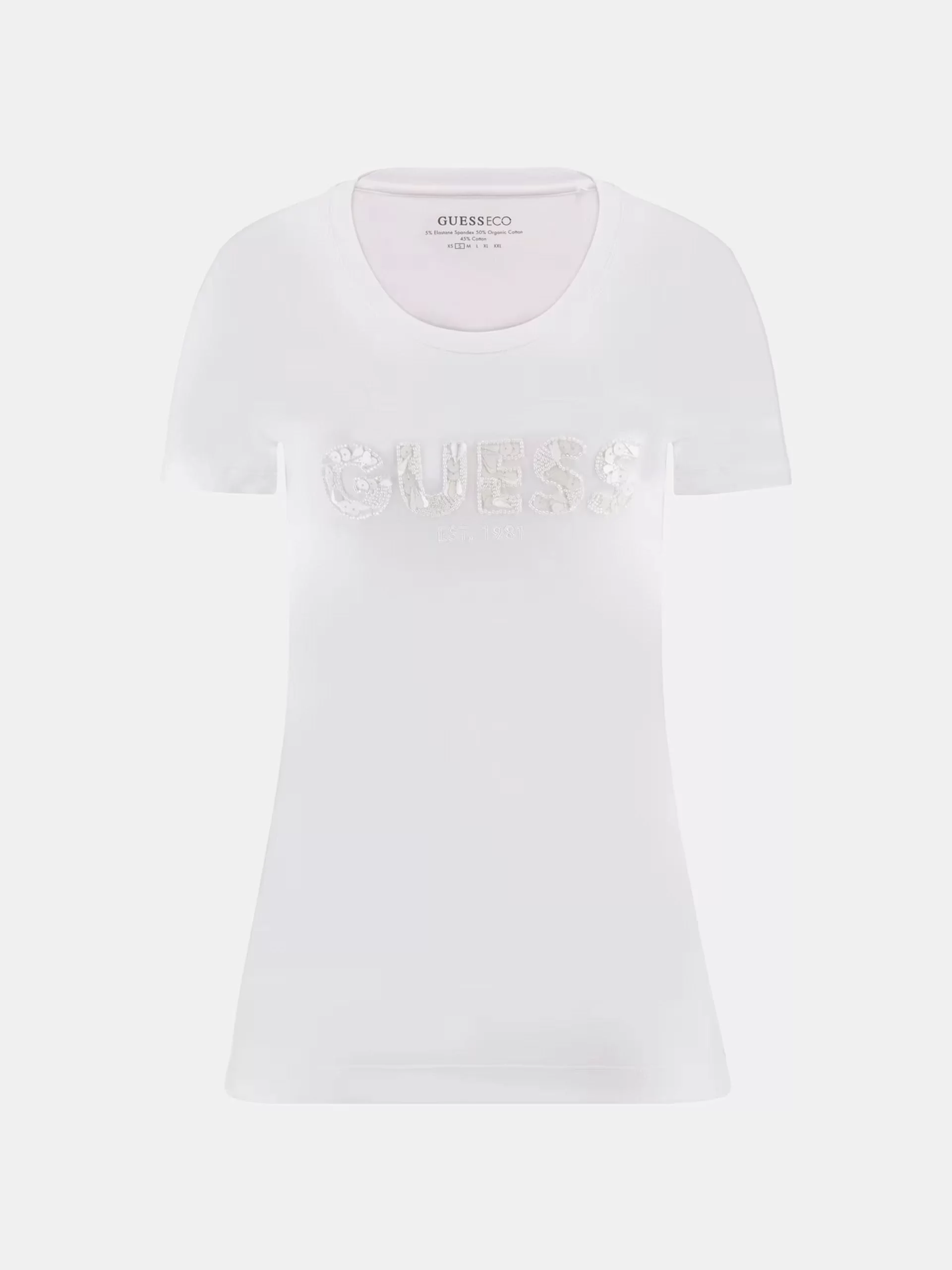 Guess Cn Ss Logo Segquıns Tee Kadın Beyaz T-Shirt W5GI17J1314-G011