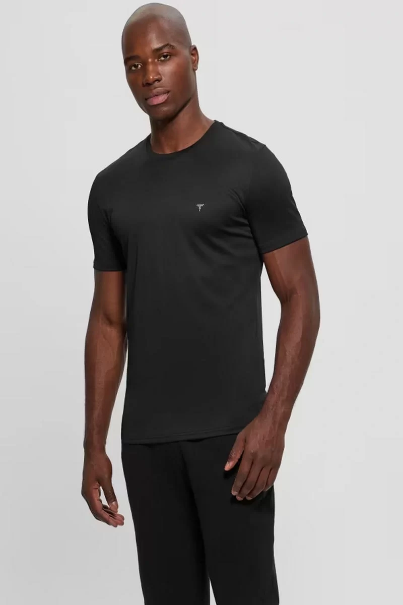 Guess Cn Ss Tech Stretch Tee Erkek Siyah T-Shirt M4YI60KCBM0-JBLK