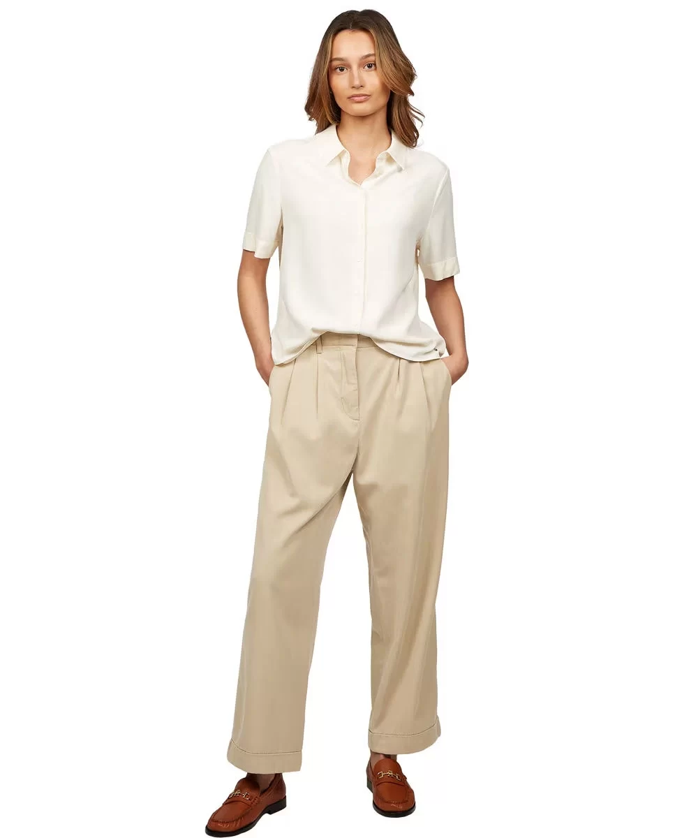Tommy Hilfiger Kadın Bej Rahat Kesim Lastikli Chino Pantolon