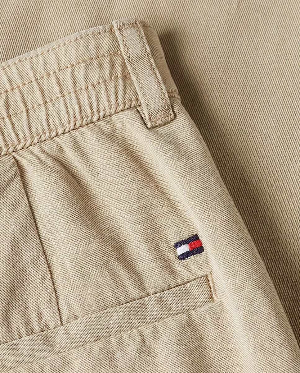 Tommy Hilfiger Kadın Bej Rahat Kesim Lastikli Chino Pantolon