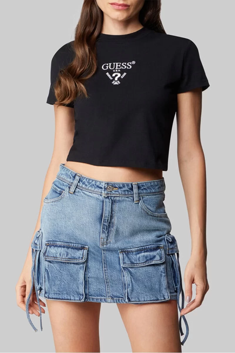 Guess Colette Crop Tee Kadın Siyah Crop V4YI20KCDH1-JBLK