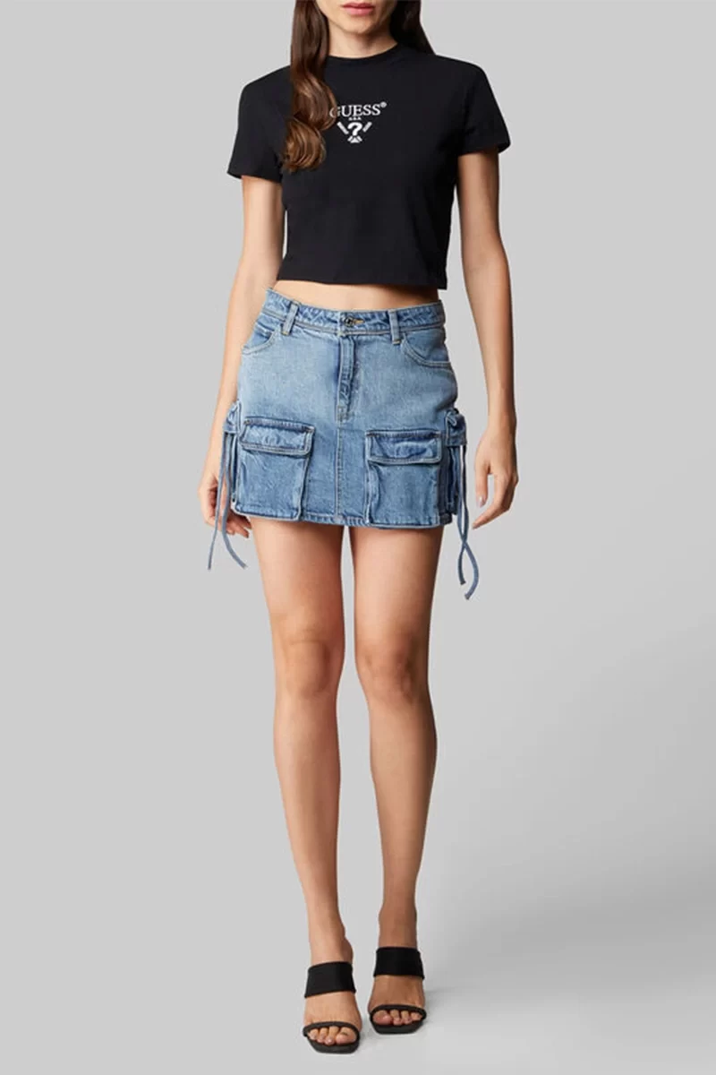 Guess Colette Crop Tee Kadın Siyah Crop V4YI20KCDH1-JBLK
