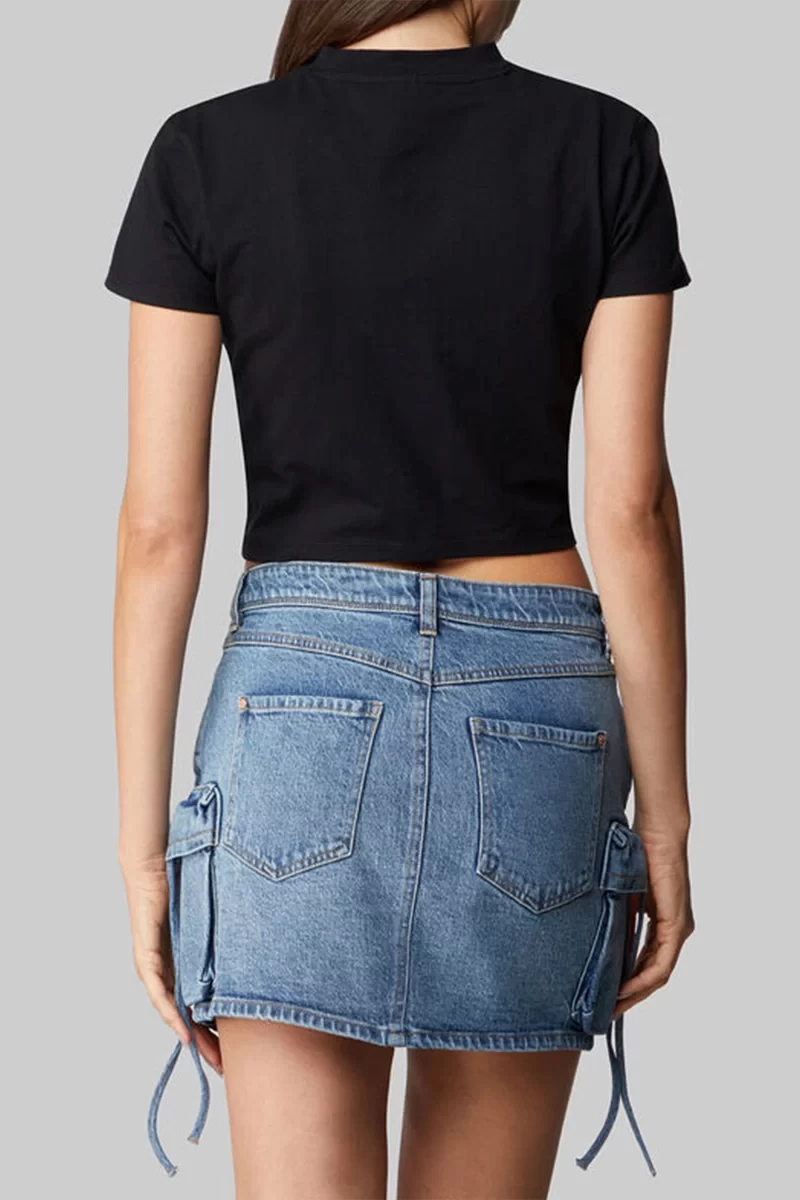 Guess Colette Crop Tee Kadın Siyah Crop V4YI20KCDH1-JBLK