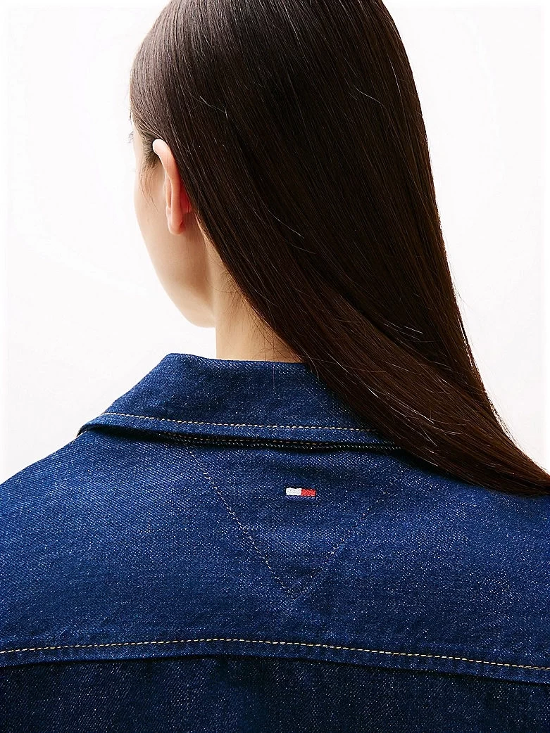 Tommy Hilfiger Kadın Mavi Kısa Kot Gömlek Ceket