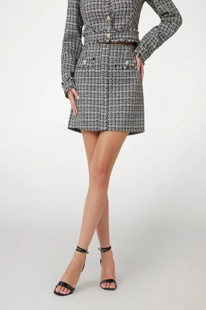 Guess Daphnee Mını Flap Skırt Kadın Siyah/Beyaz Etek W5RD63WGW82-F9RS
