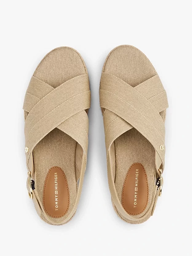 Tommy Hilfiger Kadın Bej Denim Platform Espadril Sandalet