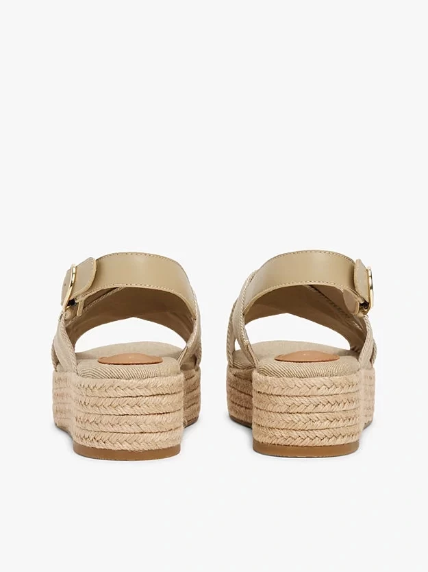 Tommy Hilfiger Kadın Bej Denim Platform Espadril Sandalet
