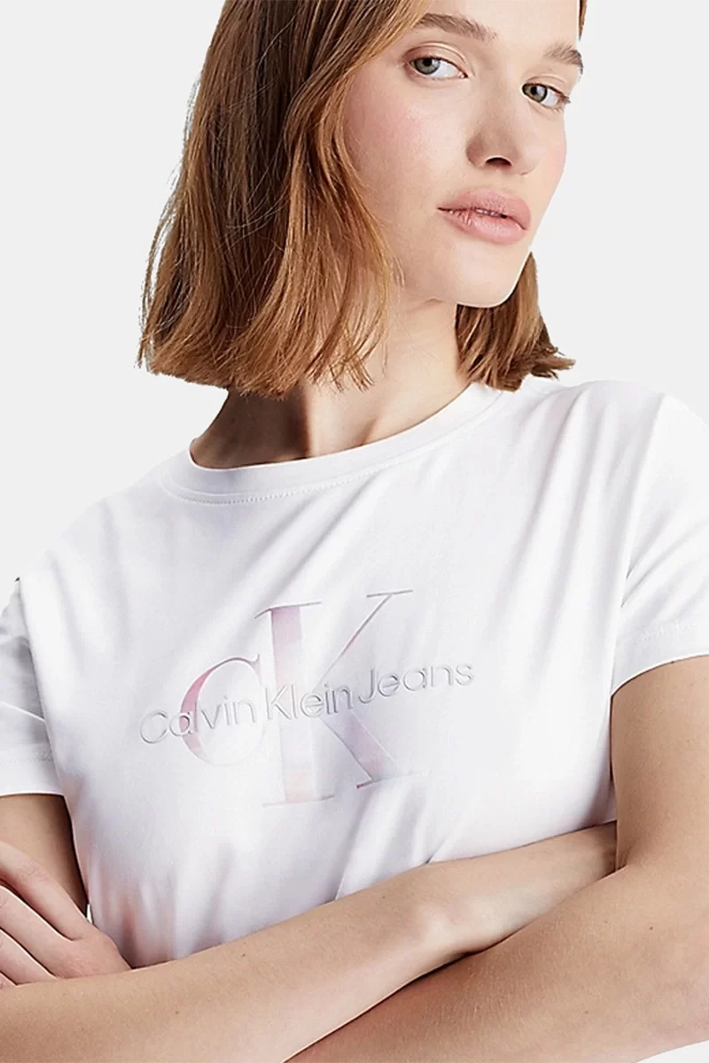 Calvin Klein DIFFUSED MONOLOGO DRESS Kadın Beyaz Elbise J20J223056-YAF