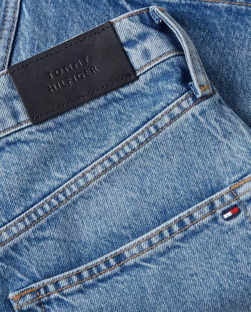 Tommy Hilfiger Kadın Açık Mavi Yüksek Bel Denim Mini Etek