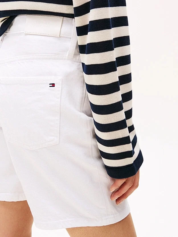 Tommy Hilfiger Kadın Beyaz Orta Bel Kot Şort