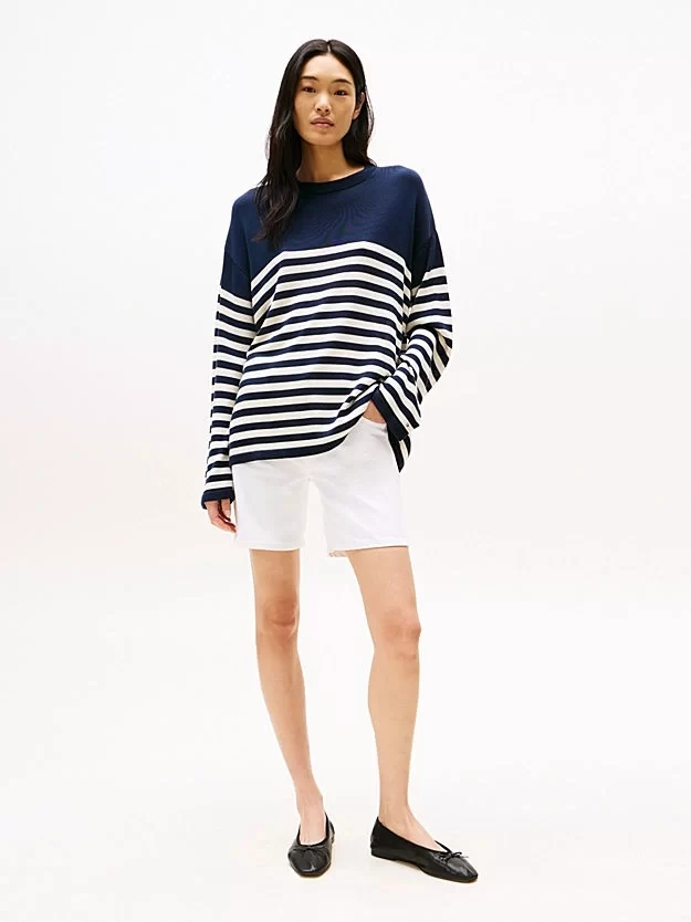 Tommy Hilfiger Kadın Beyaz Orta Bel Kot Şort