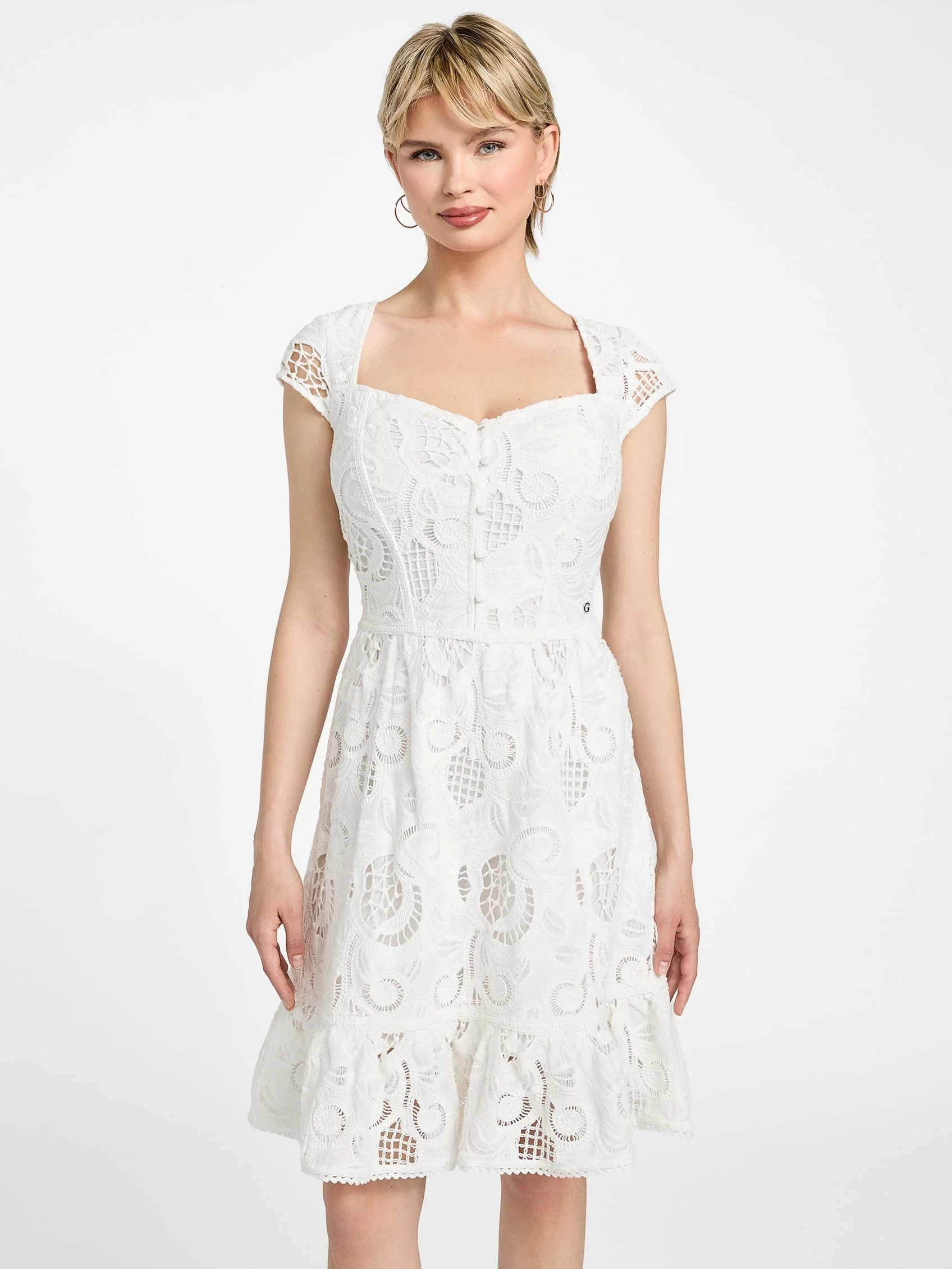 Guess Domıtılla Embro Dress Kadın Beyaz Elbise W5GK50WH521-G011