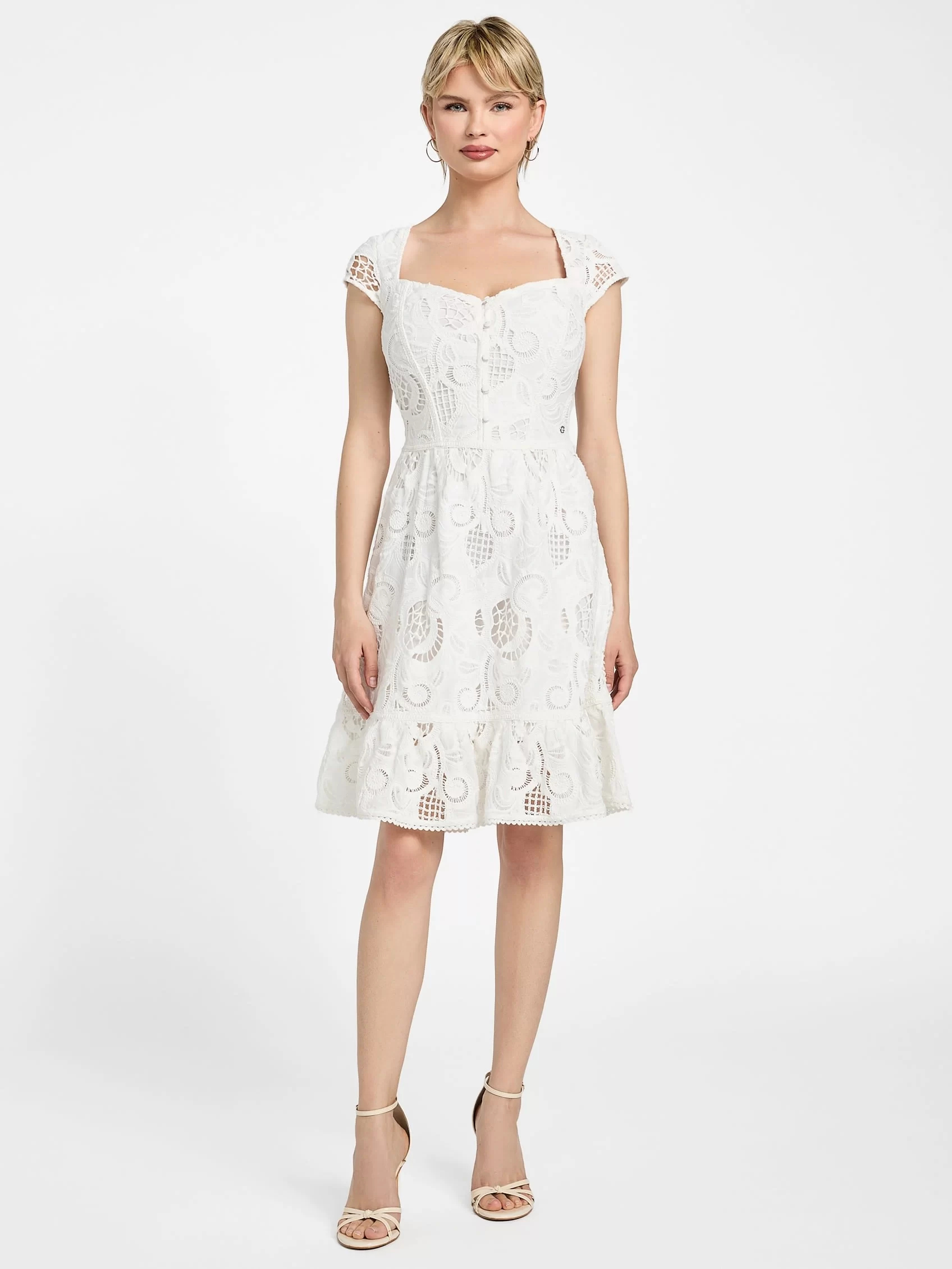 Guess Domıtılla Embro Dress Kadın Beyaz Elbise W5GK50WH521-G011