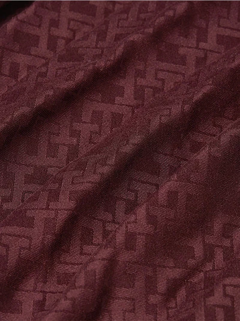 Tommy Hilfiger Kadın   Jakarlı Bordo Eşarp