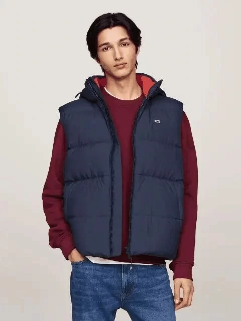 Tommy Jeans Erkek Kapşonlu Fermuarlı Lacivert Yelek