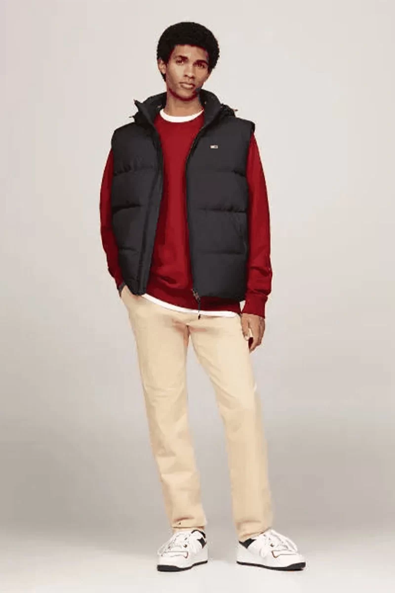 Tommy Jeans Erkek Kapşonlu Fermuarlı Siyah Yelek