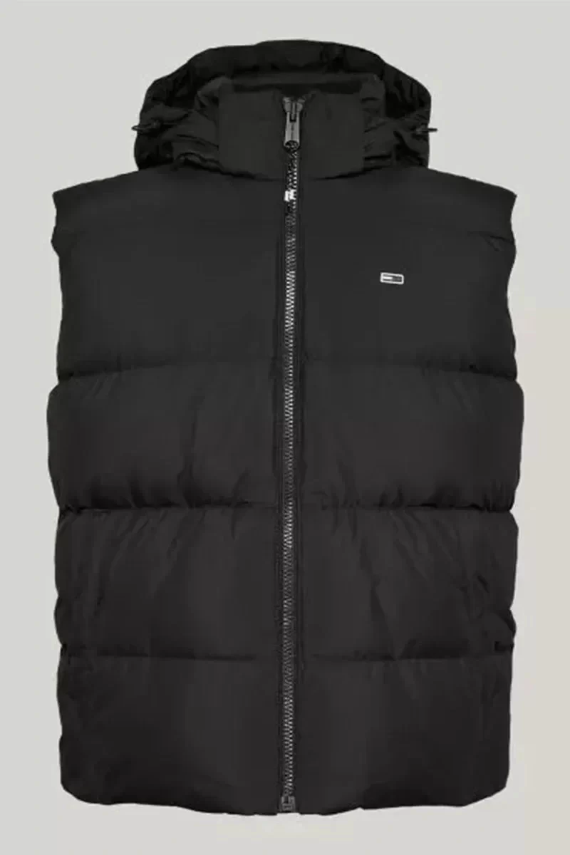Tommy Jeans Erkek Kapşonlu Fermuarlı Siyah Yelek