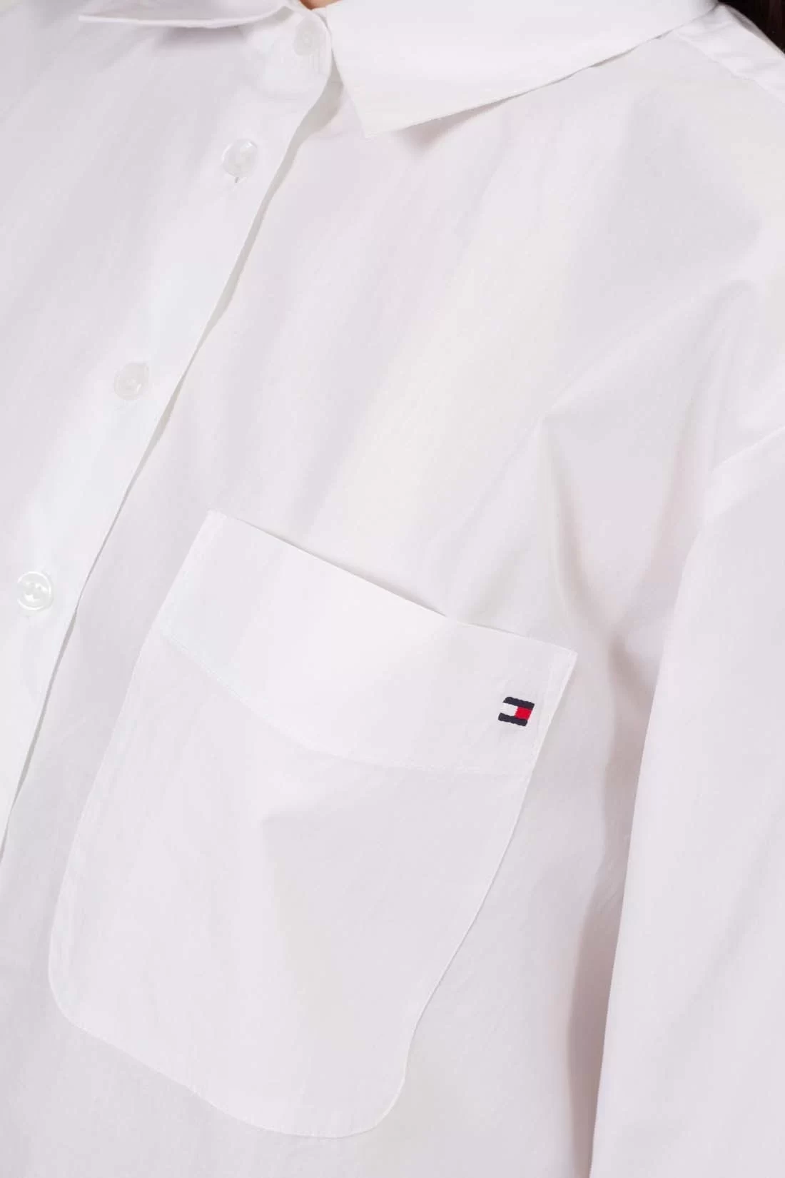 Tommy Hilfiger Kadın Beyaz Rahat Kesim Poplin Gömlek