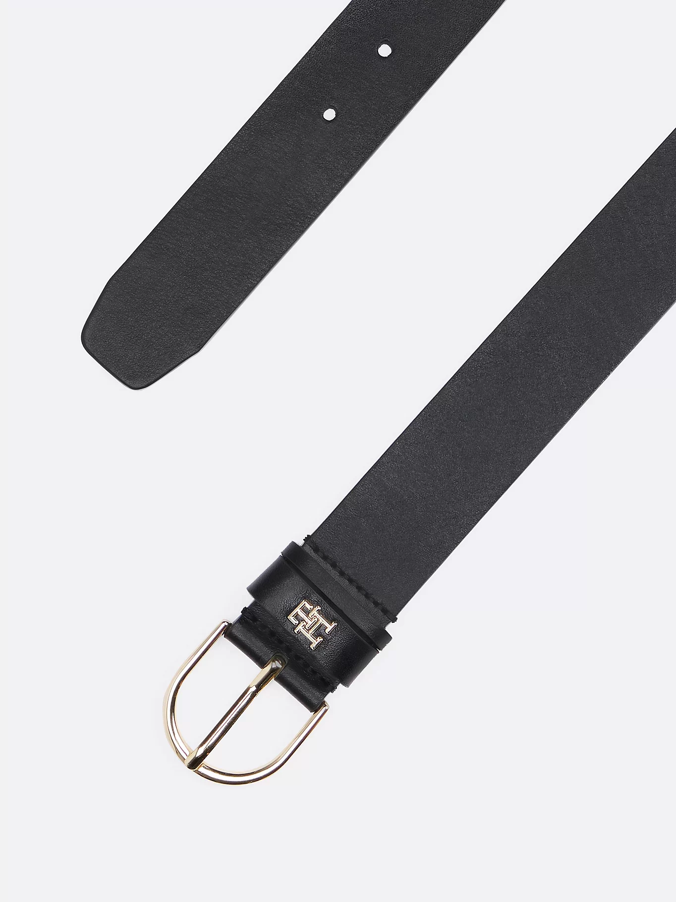 Tommy Hilfiger TH Monogram Yuvarlak Tokalı Siyah Kemer