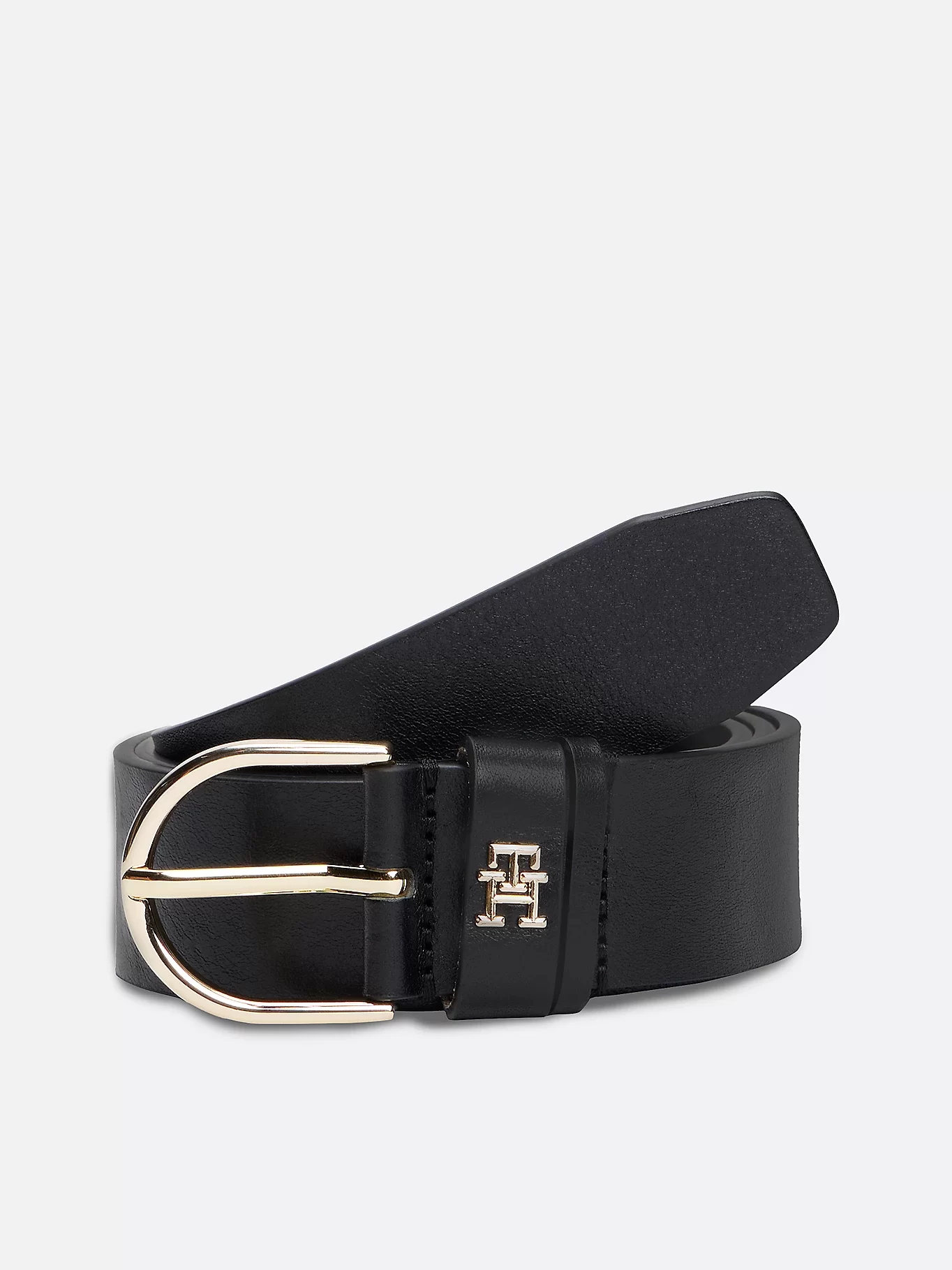 Tommy Hilfiger TH Monogram Yuvarlak Tokalı Siyah Kemer