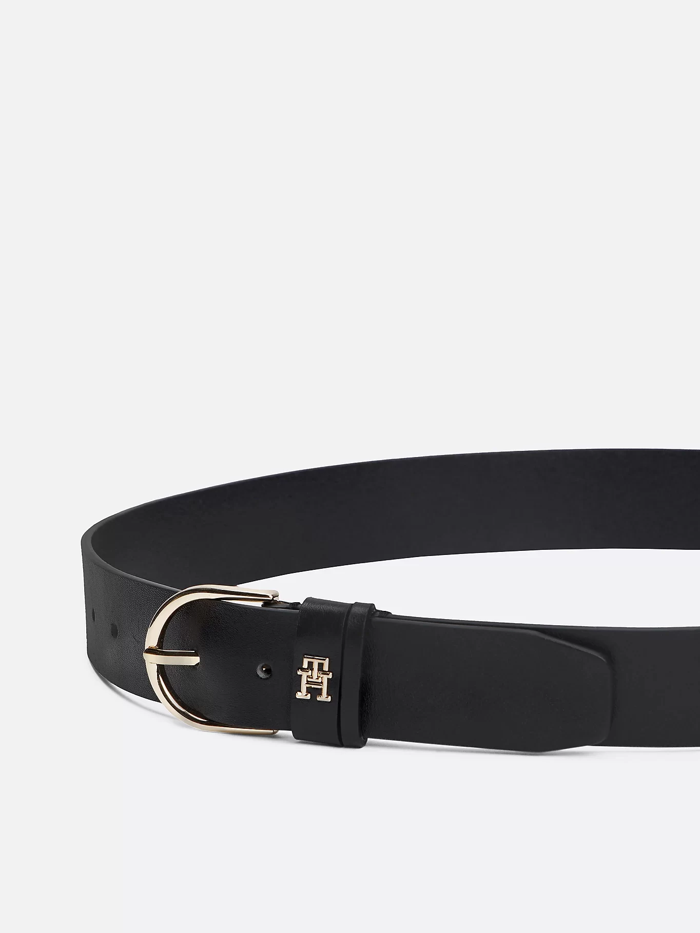 Tommy Hilfiger TH Monogram Yuvarlak Tokalı Siyah Kemer