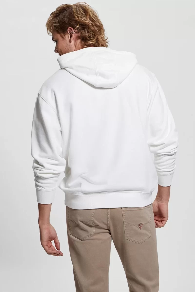 Guess Fınch Terry Guess Washed Hoody Erkek Beyaz Sweatshirt M4RQ33K9YI1-F0F8