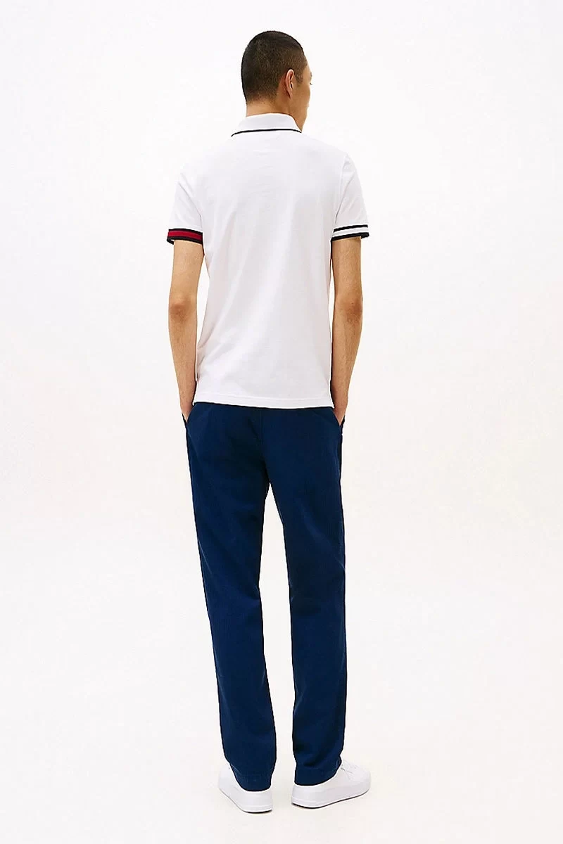 Tommy Hilfiger Erkek İmza Manşetli Beyaz Polo T-Shirt