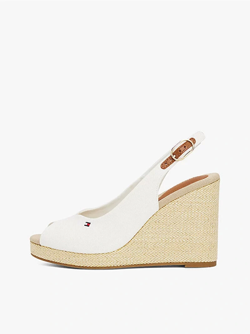 Tommy Hilfiger Kadın Beyaz Espadril Topuklu Sandalet