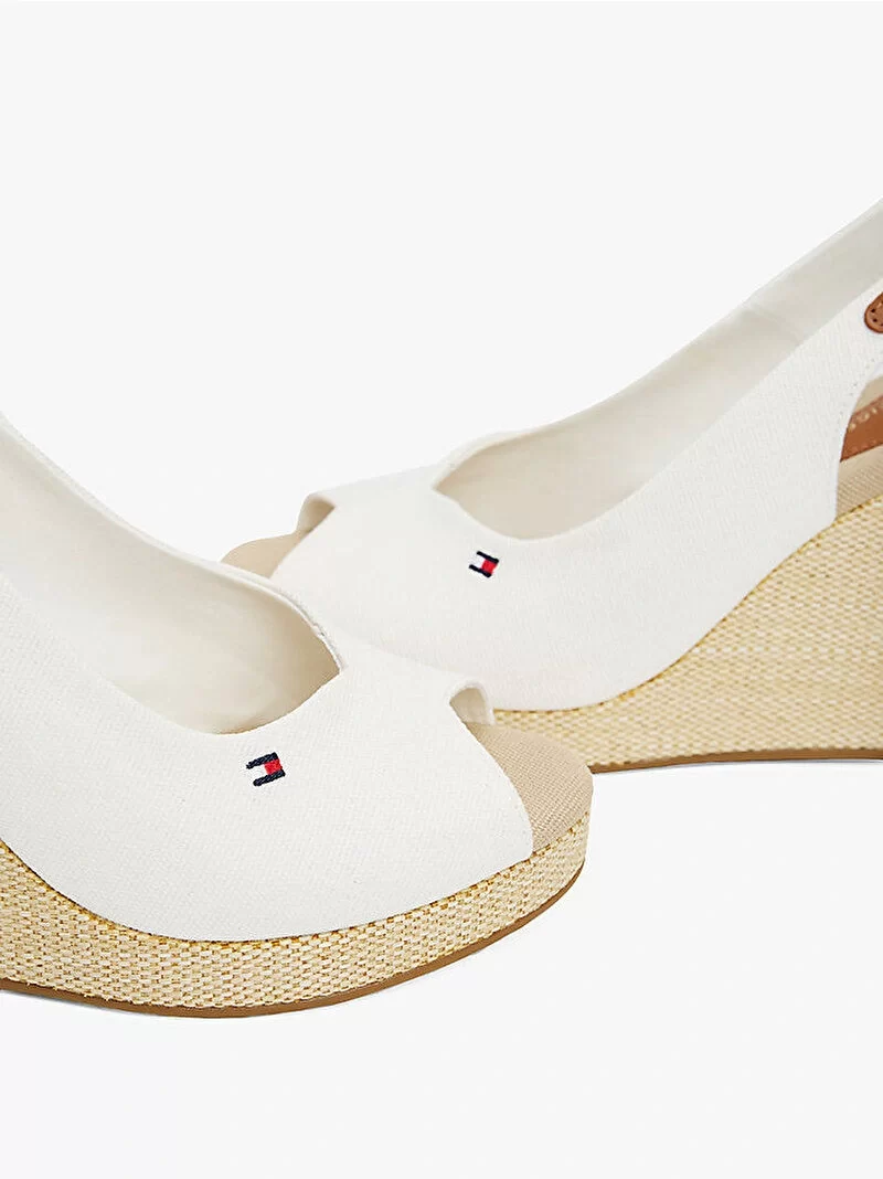 Tommy Hilfiger Kadın Beyaz Espadril Topuklu Sandalet