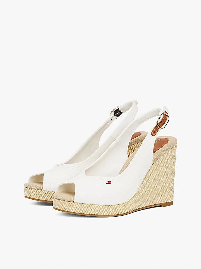 Tommy Hilfiger Kadın Beyaz Espadril Topuklu Sandalet