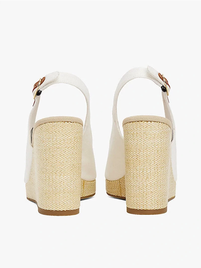 Tommy Hilfiger Kadın Beyaz Espadril Topuklu Sandalet