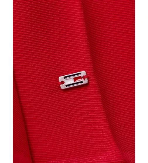 Tommy Hilfiger Kadın Kırmızı Pileli Logolu Midi Etek