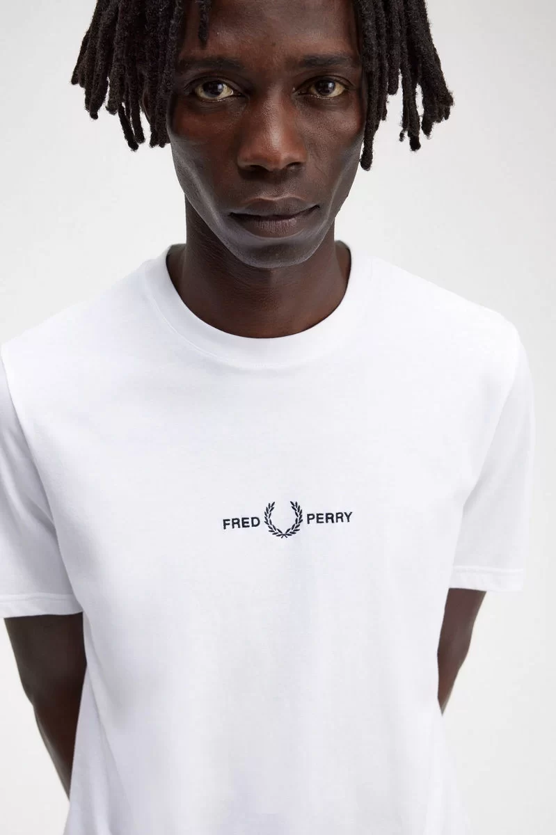 Fred Perry Erkek Beyaz Logo Detaylı T-shirt M4580-100