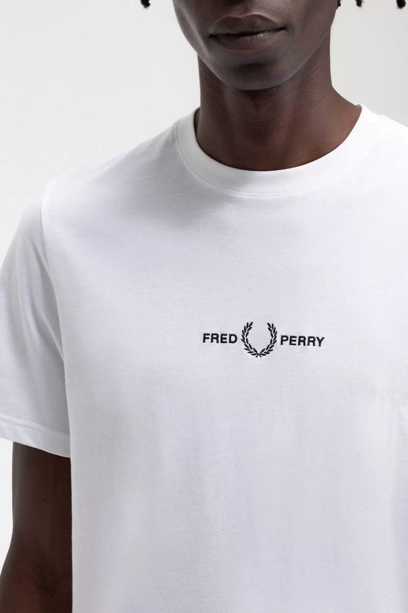 Fred Perry Erkek Beyaz Logo Detaylı T-shirt M4580-100
