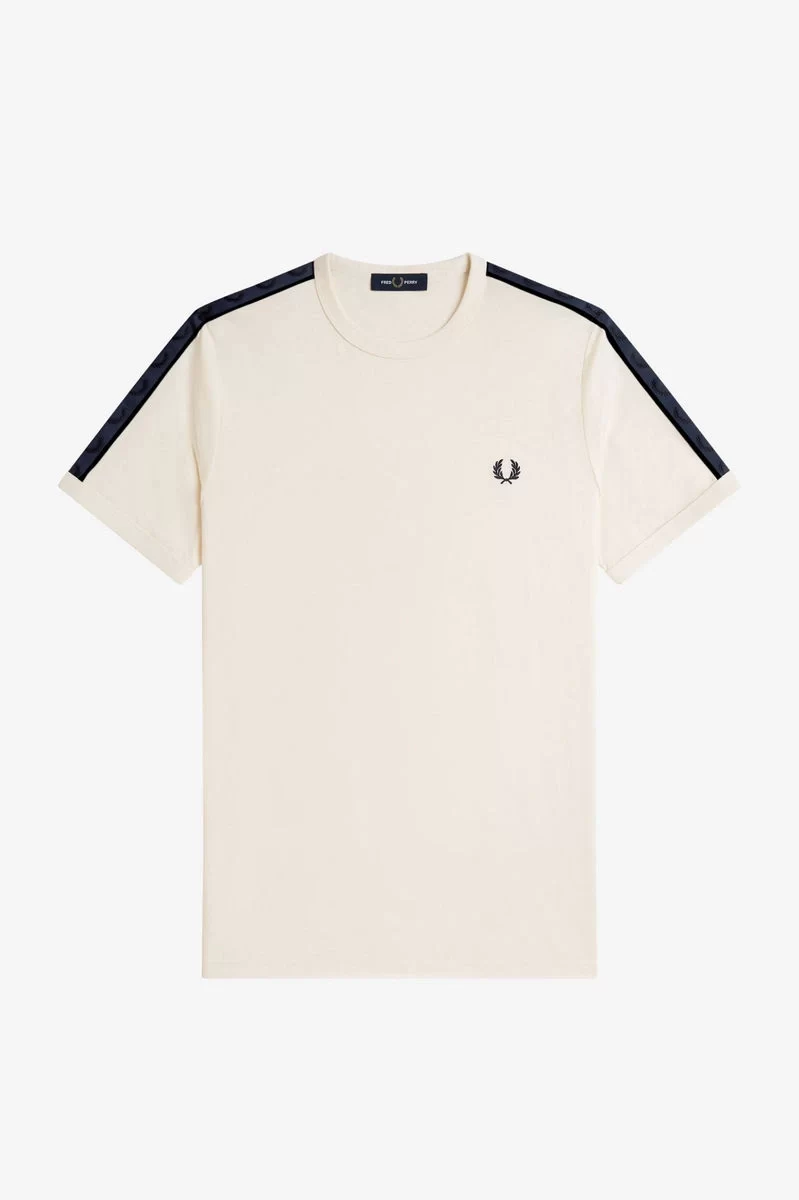 Fred Perry Erkek Ekru Logo Detaylı T-shirt