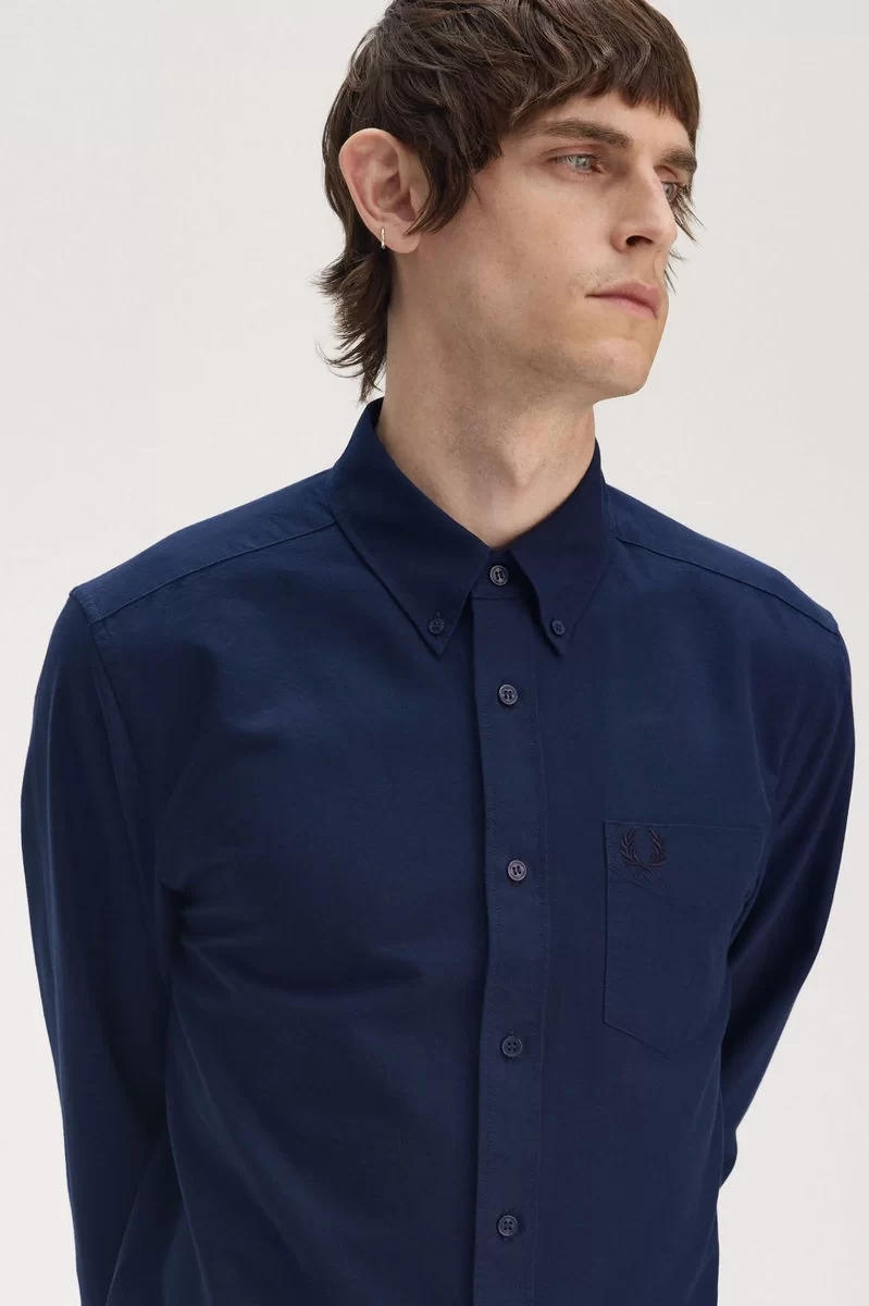 Fred Perry Erkek Lacivert Logolu Oxford Gömlek M5516-X86