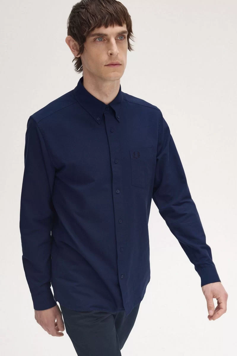 Fred Perry Erkek Lacivert Logolu Oxford Gömlek M5516-X86