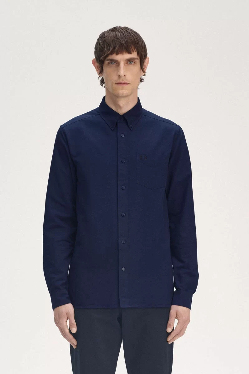 Fred Perry Erkek Lacivert Logolu Oxford Gömlek M5516-X86