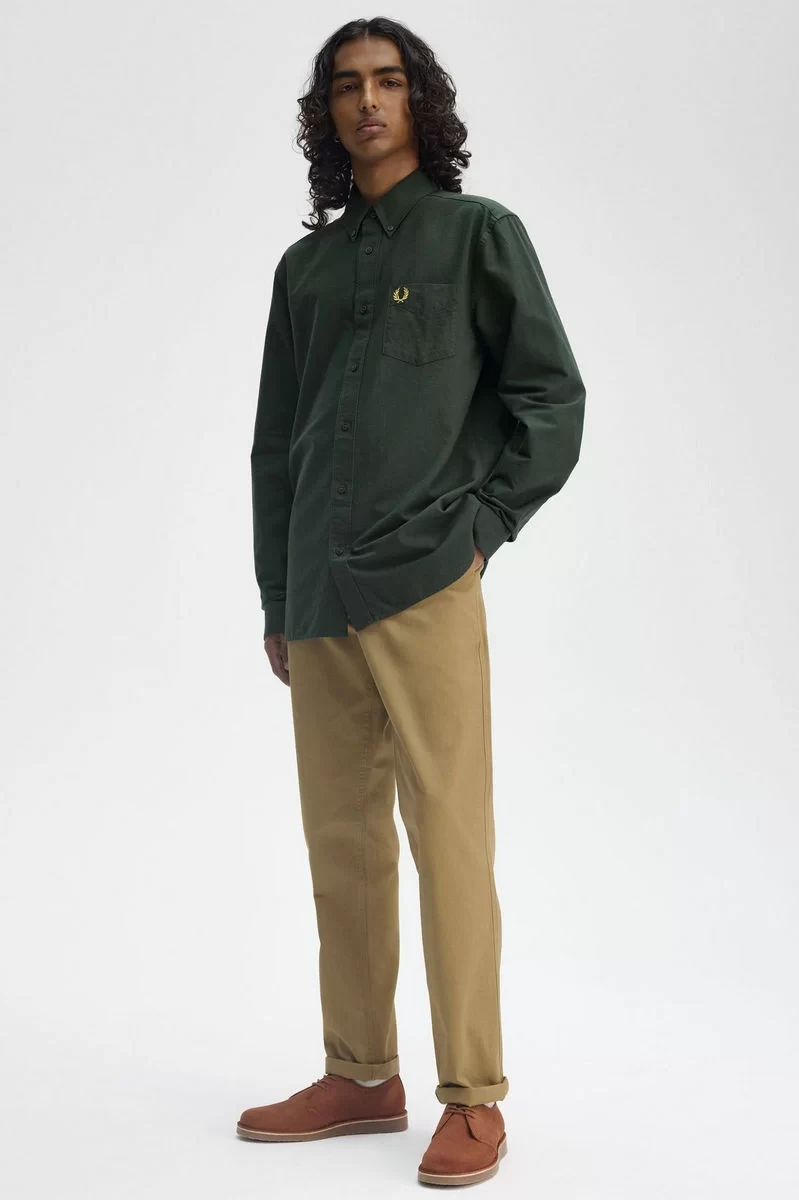 Fred Perry Erkek Yeşil Logolu Oxford Gömlek