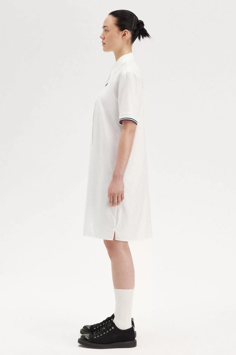 Fred Perry Kadın Beyaz Polo Yaka Gömlek Elbise